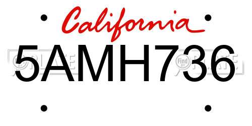 5AMH736 California License Plate