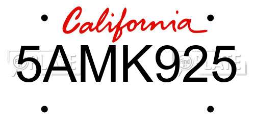 5AMK925 California License Plate