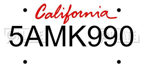 5AMK990 California License Plate