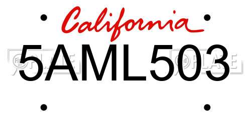 5AML503 California License Plate