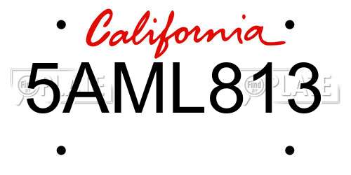 5AML813 California License Plate