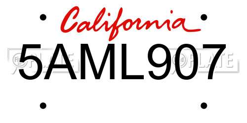 5AML907 California License Plate