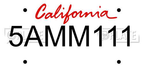 5AMM111 California License Plate