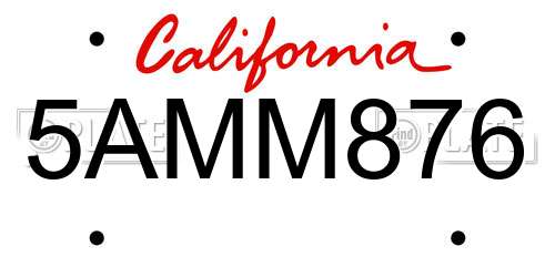 5AMM876 California License Plate