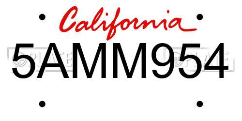 5AMM954 California License Plate