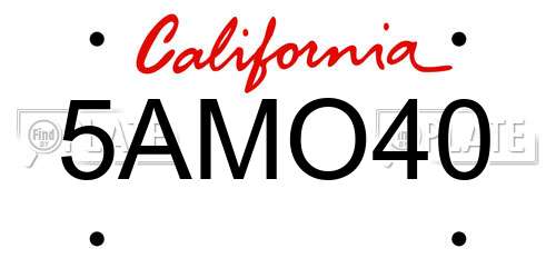 5AMO40 California License Plate