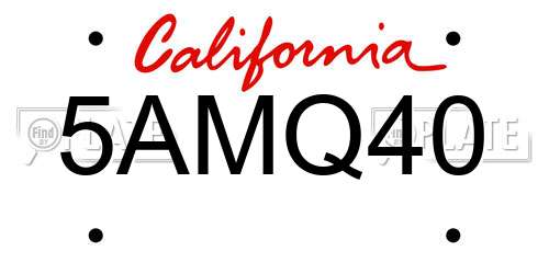 5AMQ40 California License Plate
