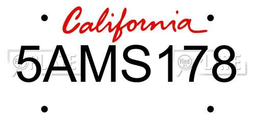 5AMS178 California License Plate