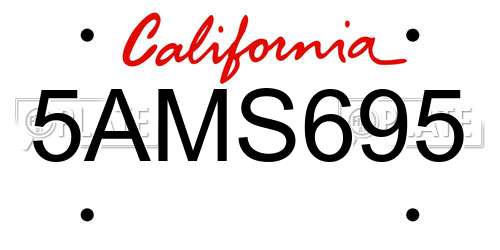 5AMS695 California License Plate