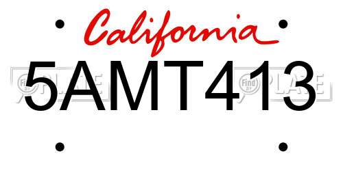 5AMT413 California License Plate