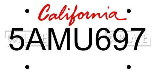 5AMU697 California License Plate