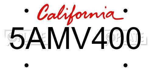 5AMV400 California License Plate