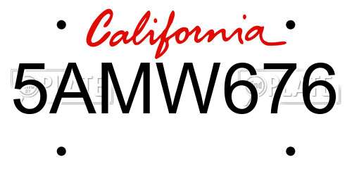 5AMW676 California License Plate