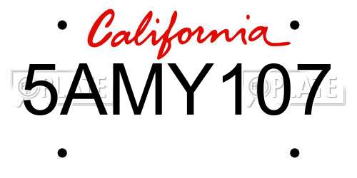 5AMY107 California License Plate
