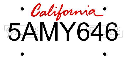 5AMY646 California License Plate