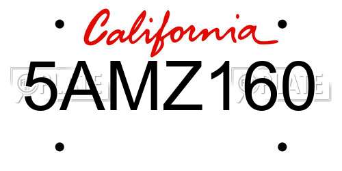 5AMZ160 California License Plate