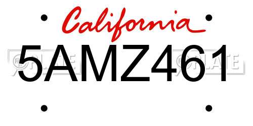 5AMZ461 California License Plate