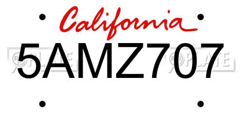 5AMZ707 California License Plate