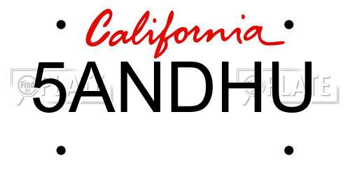 5ANDHU California License Plate