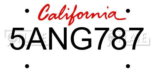 5ANG787 California License Plate