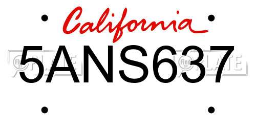 5ANS637 California License Plate