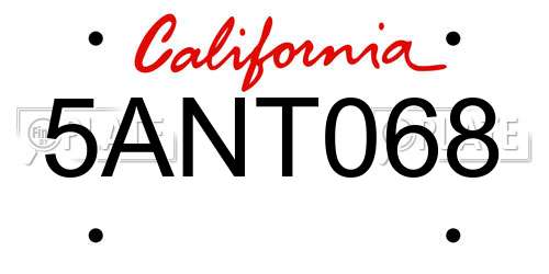 5ANT068 California License Plate