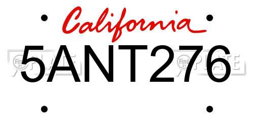 5ANT276 California License Plate