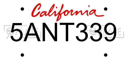 5ANT339 California License Plate