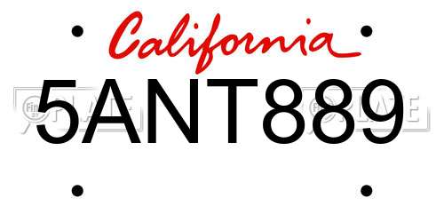 5ANT889 California License Plate