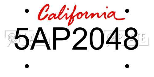 5AP2048 California License Plate