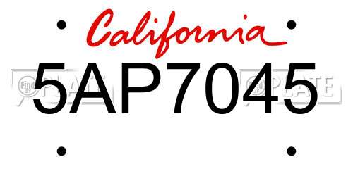 5AP7045 California License Plate