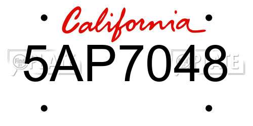 5AP7048 California License Plate