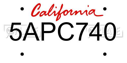 5APC740 California License Plate