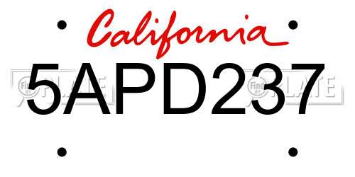 5APD237 California License Plate