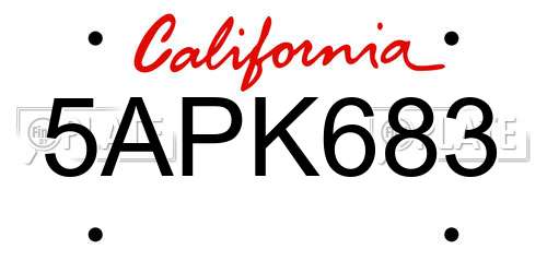 5APK683 California License Plate