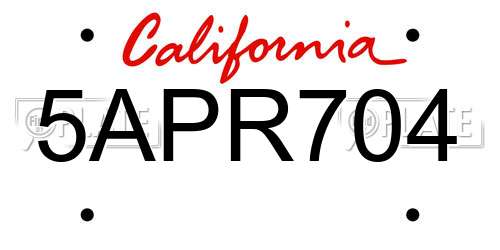 5APR704 California License Plate