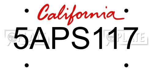 5APS117 California License Plate