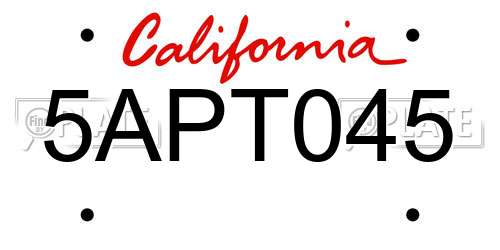 5APT045 California License Plate