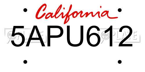 5APU612 California License Plate