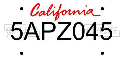 5APZ045 California License Plate