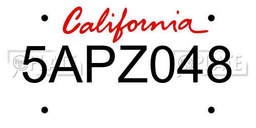 5APZ048 California License Plate