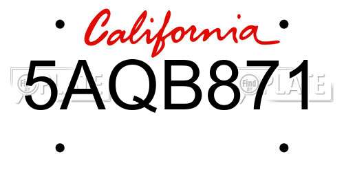 5AQB871 California License Plate