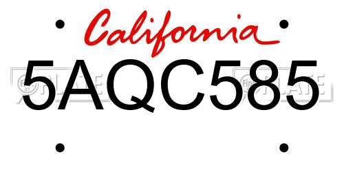 5AQC585 California License Plate