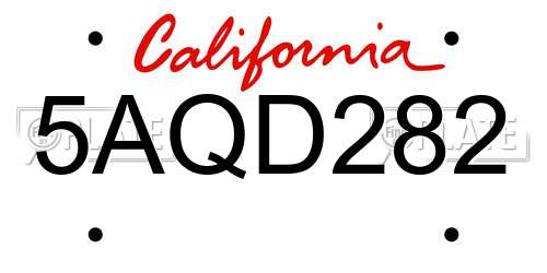5AQD282 California License Plate