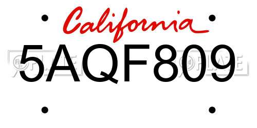 5AQF809 California License Plate