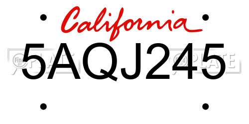 5AQJ245 California License Plate