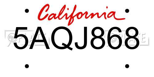 5AQJ868 California License Plate