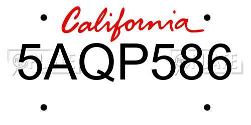 5AQP586 California License Plate