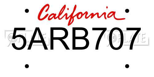 5ARB707 California License Plate