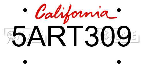 5ART309 California License Plate